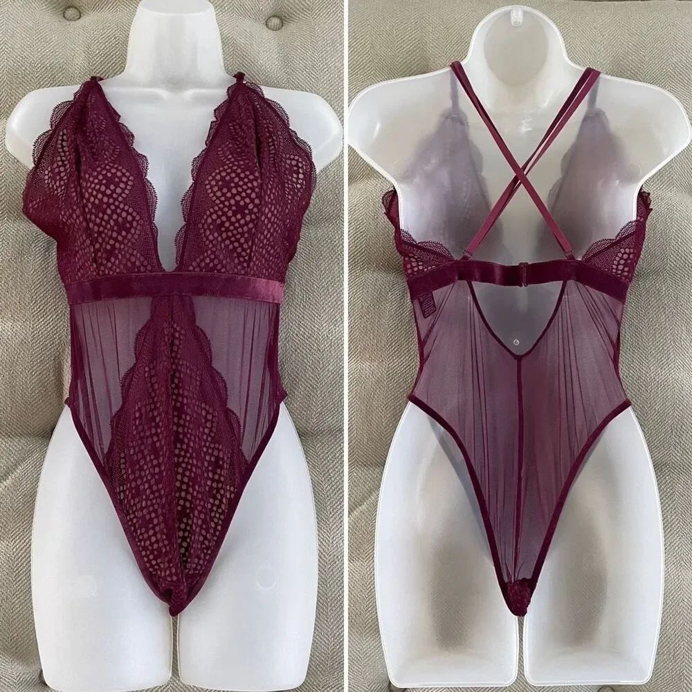 Victoria’s Secret Burgundy Bodysuit Lingerie L